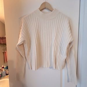Cream Madewell Cropped Ribbed Sweater
